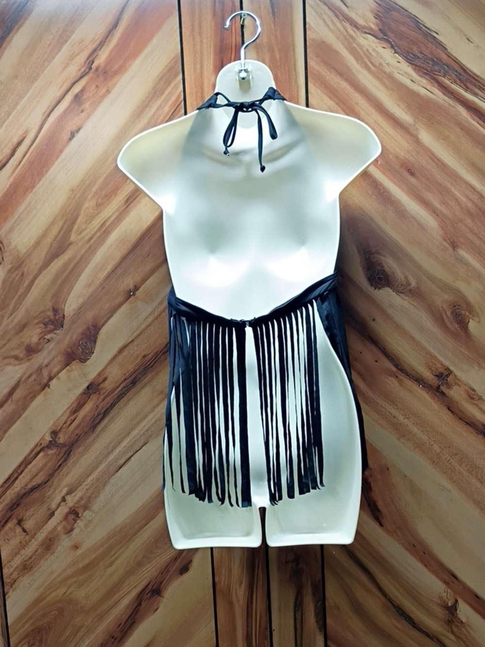 NWT Coco Rave Black Fringe Halter Bikini Bra Top Only Size M - Picture 2 of 6